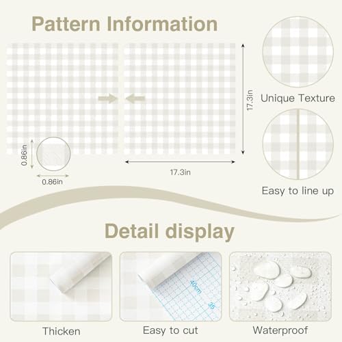 Plaid Wallpaper Neutral Wallpaper 78.7"×17.3" Checkered Wall Paper Peel and - Image 3