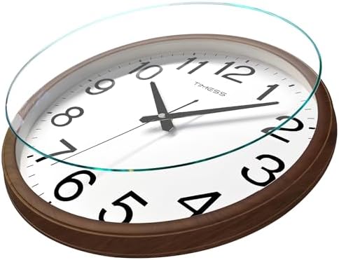 TIMESS 13-Inch Silent Non-Ticking Analog Wall Clock, Wood Brown - Image 3