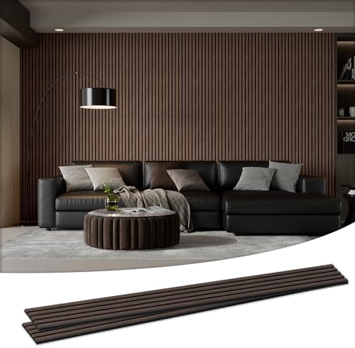 2 Pack Wood Salt Acoustic Wall Panels 94" x 23.6" x 0.8", Natural Walnut by LDB_BUILDING