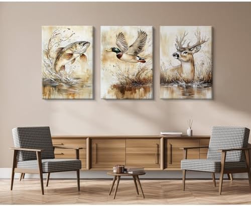 Hunting Nursery Wall Art Decor Wildlife Boys Room Pictures Fishing Poster - Image 6
