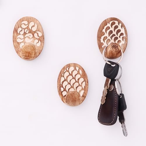 Indian Shelf 24 Piece Wooden Adhesive Wall Hooks by IndianShelf