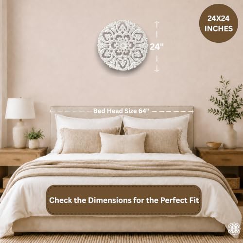 JFY Designs Blasius Hand Carved Wood Medallion Wall Panels Bedroom Décor - Image 3