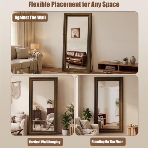 Wood Full Length Mirror 76"x34", Large Solid Wood Frame Floor Mirror - Image 4