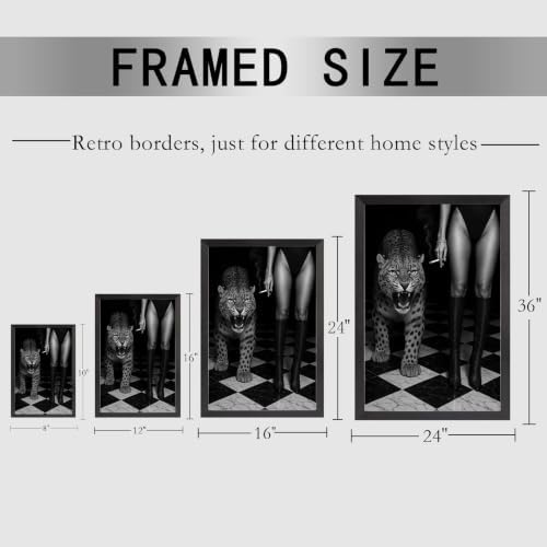 Black And White Leopard Poster Trendy Women Boots Canvas Wall Art Bold Glam - Image 2