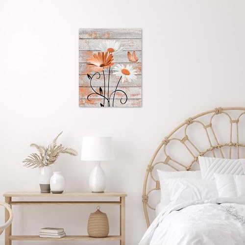 HVEST Farmhouse Orange Floral Wall Art - Image 5
