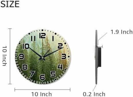 Fir Tree Wall Clock 10 inch Round Healthy Green Tree Silent Non Ticking Wood - Image 2