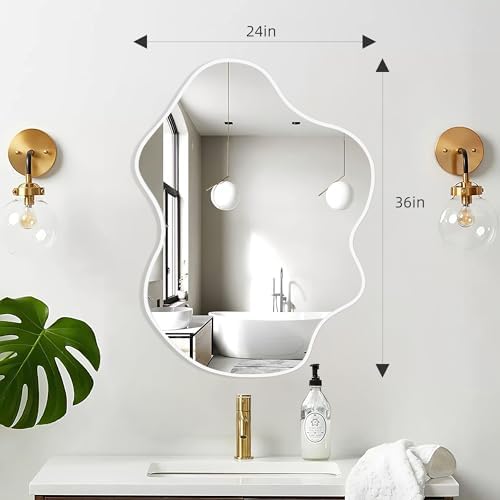 Irregular Wall Mirrors 24x36 Inch, Cloud Shaped Bathroom Mirror - Image 3