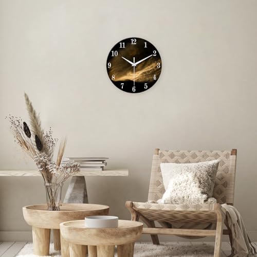 Black and Glod Wall Clock Battery Operated 16 Inch - Image 2