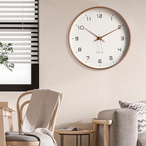 Ergocar Wall Clock, Modern Silent No Ticking Round Wooden Wall Clock Battery - Image 2