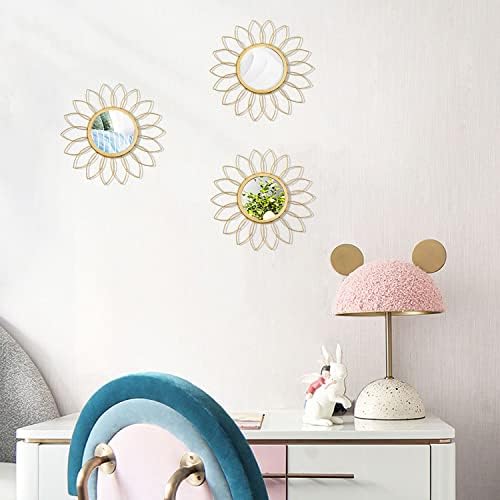 3 Pack Metal Mirrors for Wall Gold Sunburst Wall Mirror Home Decor Wall Art - Image 7