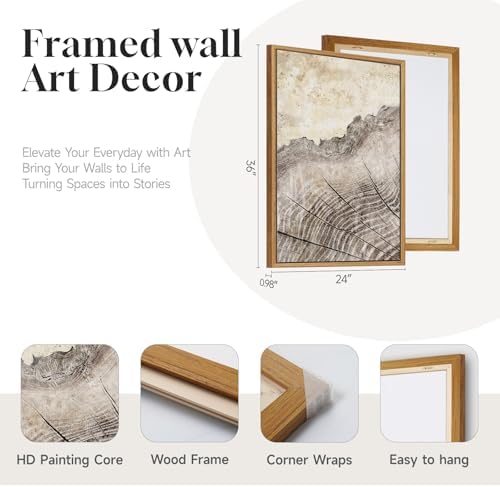 Large Framed Modern Farmhouse Tree Ring Wall Art - Image 6