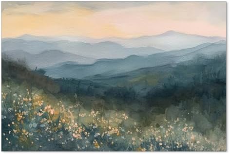 Haitunone Appalachian Mountains Wall Art Nature Landscape Smoky Mountains by Haitunone