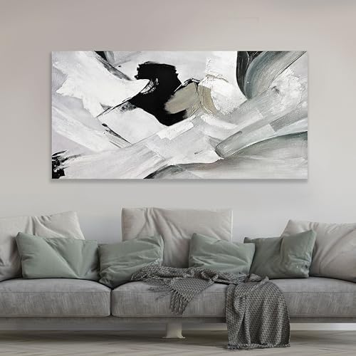 Abstract Wall Art Home Wall Decor Black White and Grey painting Abstract Canvas - Image 2