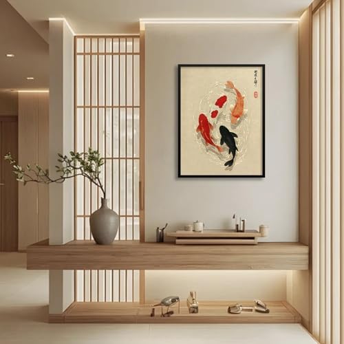 Japanese Koi Fish Canvas Poster Trendy Animal Aesthetic Wall Art 08x10 inch - Image 6