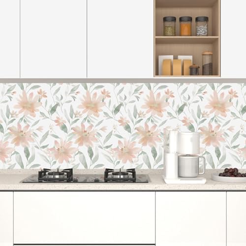 Laatse Light Color Floral Pink Flower Peel and Stick Wallpaper 17.5''x393'' - Image 6