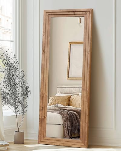 65x22in Full Length Mirror, 3-Tier Stepped Solid Wood Frame - Image 4