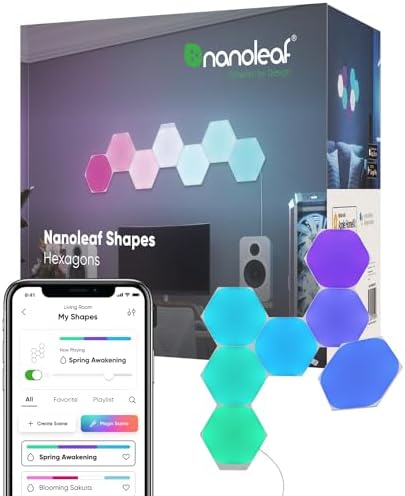 Nanoleaf Shapes Hexagon Lights, Smart RGBW LED Wall Light Panels by NANOLEAF
