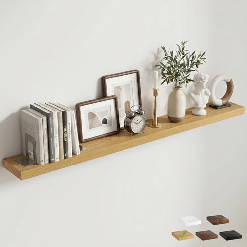 72 Inch Floating Shelves for Wall, Oak Finish by FLYJOE
