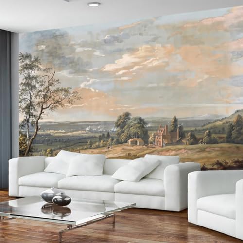Oil painting-style wallpaper featuring natural landscapes peel and stick by Toolhom