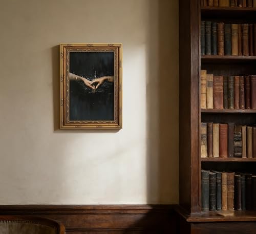 Vintage Gold Framed Canvas Wall Art Dark Academia Gothic Painting Picture Wall - Image 5