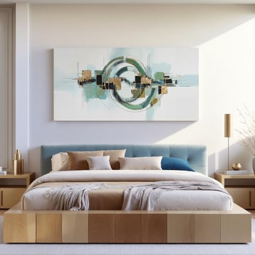 YISXINOAG Sage Green Gold Geometric Wall Art Minimalist Abstract 20"X40" - Image 3