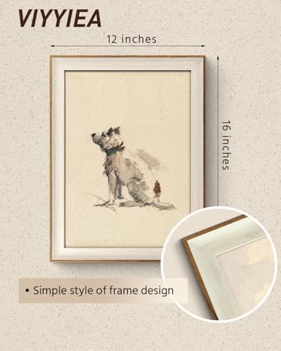 VIYYIEA Framed Dog Sketch Canvas Wall Art Rustic, 12x16 Inch - Image 5