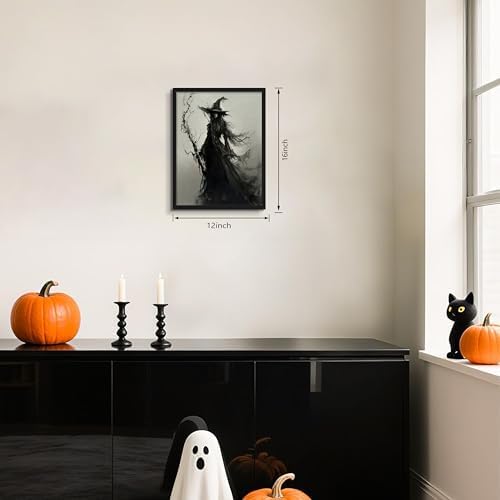 Vintage Halloween Dark Witch Canvas Wall Art, Mysterious Witch - Image 4