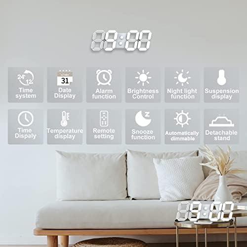 Deeyaple LED Clock, 3D Digital Wall & Desk Alarm Clock - Image 2
