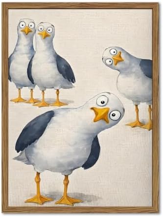 Funny Seagull Nursery Wall Art, Cute Bird Kids Room Wall Decor Painting by BringCharactertoYourWalls
