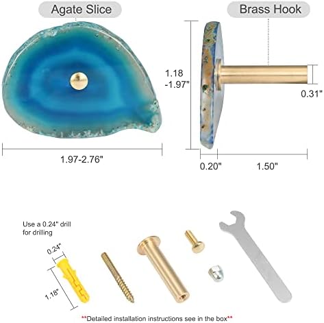 CozyTower 4 Pcs Unique Agate Wall Hooks - Image 2