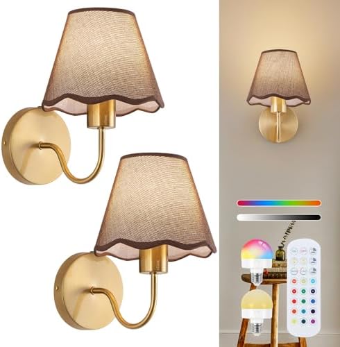 ADISUN Battery Operated Wall Sconce Set of 2, Wireless Wall Lights by ADISUN
