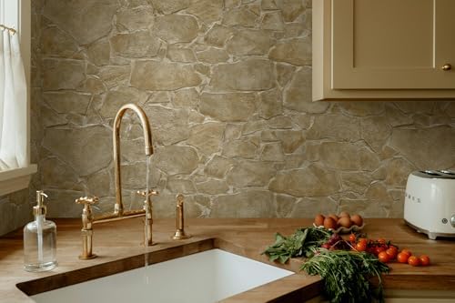 NextWall Harry & Grace Faux Fieldstone Vinyl Peel and Stick Natural Wall - Image 4