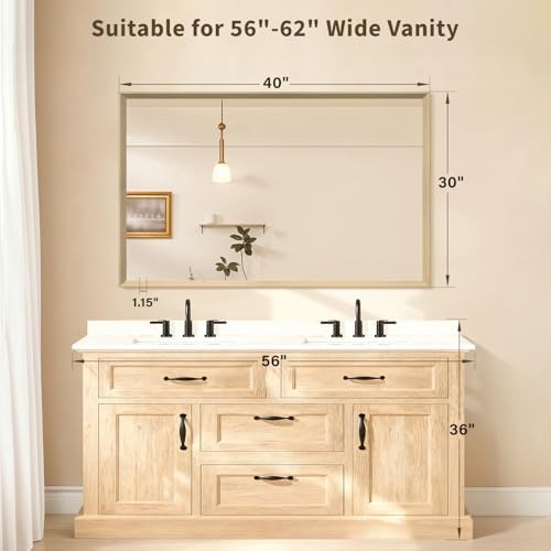 Oak Wood Effect Framed Wall Mirror, 30x48 Rectangle Mirror - Image 2