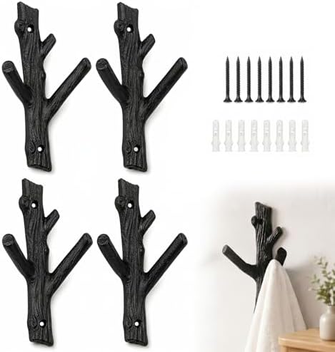 Frienda 4 Pcs Rustic Tree Branch Decorative Hooks, 7.5" X 3.7 " by Frienda
