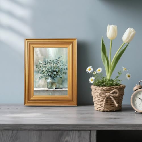 EJPFOGV White Flowers Eucalyptus Still Life Framed Canvas Wall Art 8x10 in - Image 2