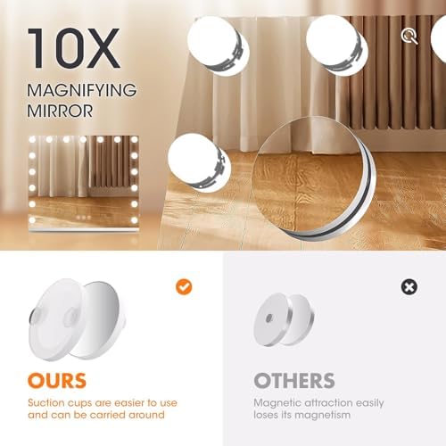 Hasipu Vanity Mirror with Lights, Makeup Mirror with 17 Dimmable Bulbs and 10X - Image 5