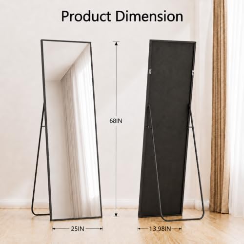Simple Deluxe 68"x25" Full Length Black Aluminum Alloy Floor Mirror, Leaner or - Image 3