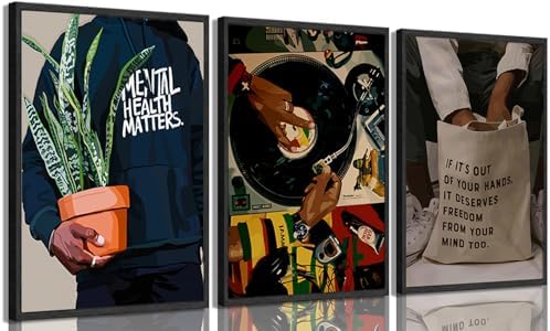 Black Men Wall Art Set of 3 Fashion African American Black Man Poster Prints by Patto