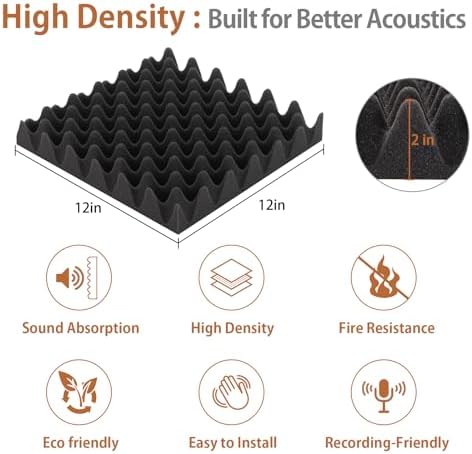 SD SODOCT 36 Pack Self-Adhesive Egg Crate Acoustic Foam 12" x 12" x 2" - Image 4