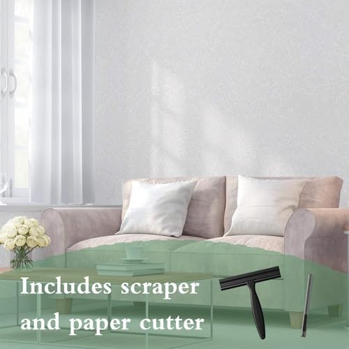 White Textured Wallpaper Peel and Stick Silk Embossed Vinyl Contact Paper - Image 2