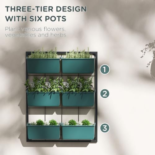 Outsunny 3-Tier Wall Planter w/ 6 Pots, Outdoor Hanging Planter - Image 4