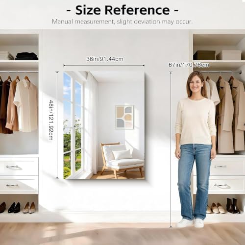 CILIBER Frameless Mirror, 36x48 Rectangle Bathroom Vanity Mirror - Image 3