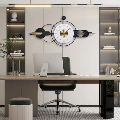43 x 20 inch Oversized Large Modern Geometric Metal Wall Clocks - Image 5