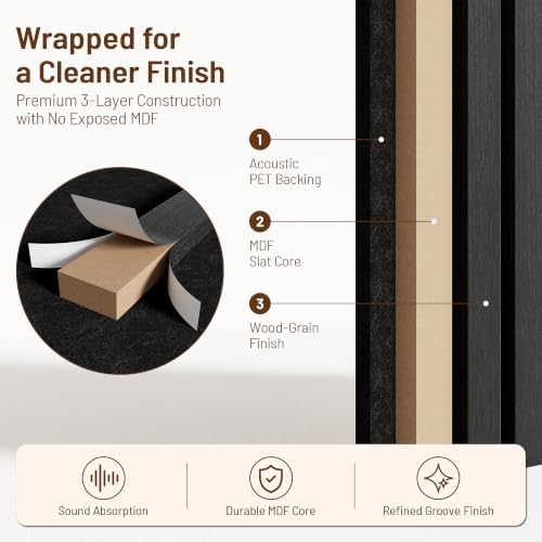 Amsleekey 2-Pack 47.2″x23.6″ Acoustic Wood Slat Wall Panels, 4 Hooks - Image 4