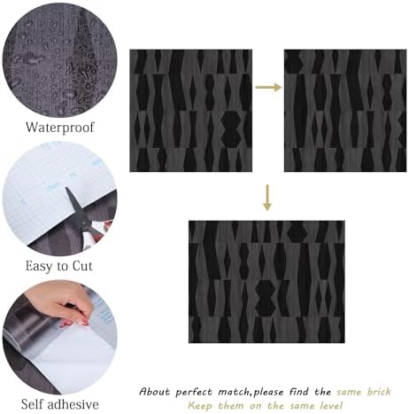Modern Geometric Peel and Stick Wallpaper – Black and Dark Grey Textured - Image 6