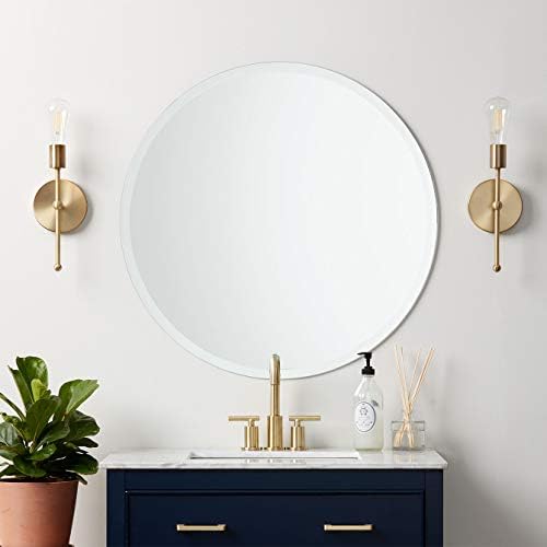 Better Bevel Frameless Round Circle Mirror | 24" x 24" Bathroom Wall Mirror - Image 2