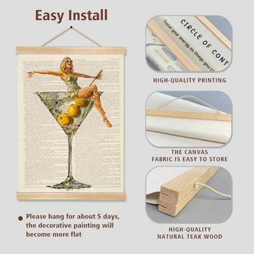 Martini Girl Wall Art, Vintage Glam Cocktail Poster, Retro Fashion Woman in - Image 6