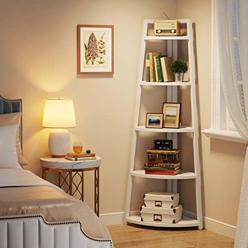 Tribesigns 70 inch Tall Corner Shelf, 5 Tier Modern Corner Bookshelf Bookcase - Image 4