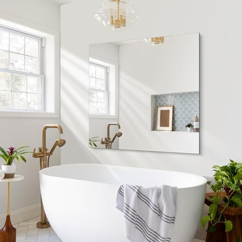 CILIBER Frameless Mirror, 36x36 Square Bathroom Mirrors - Image 2