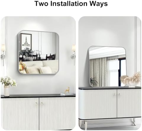 KOCUUY Silver Bathroom Mirror, 24x24 Inch Bathroom Mirror - Image 6